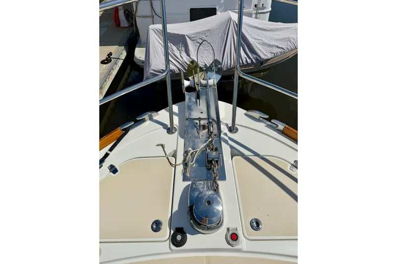 Slide: The Image of Bow view of 2016 Sabre 48 Salon Express yacht at dock. - 19