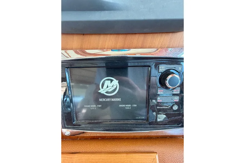 Slide: The Image of Mercury Marine display on 2016 Sabre 48 Salon Express, showing engine hours. - 53