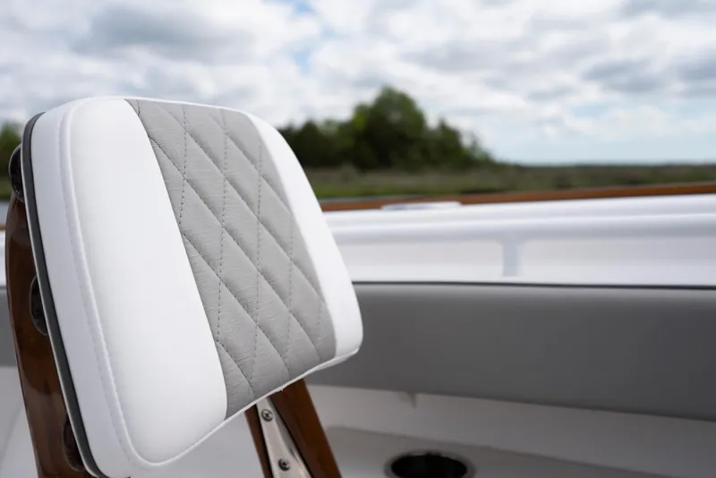 Slide: The Image of 2025 Valhalla Boatworks V-33 seat with quilted upholstery, showcasing luxury design. - 14