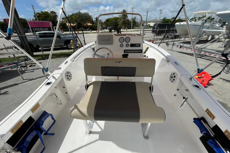 Slide: The Image of 2022 Tidewater 198 CC Adventure boat interior with Garmin navigation system. - 10