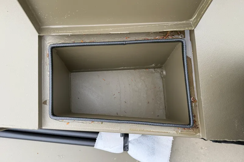 Slide: The Image of Open storage compartment in 2026 Excel 1860 Shallow Water F4 boat. - 19