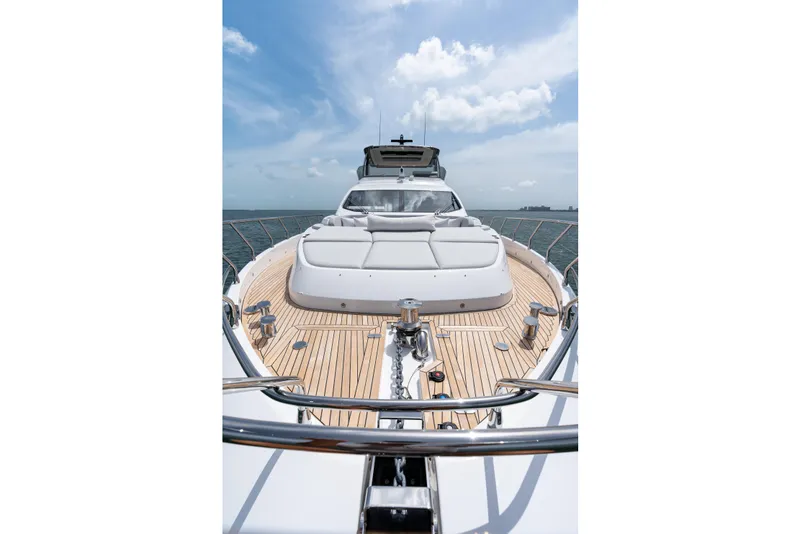 Slide: The Image of Luxurious 2022 Azimut 78 yacht with spacious deck and elegant design on open water. - 11