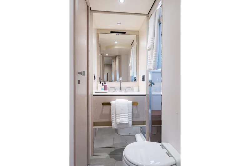 Slide: The Image of Luxurious bathroom interior of 2022 Azimut 78 yacht with modern fixtures and elegant design. - 47
