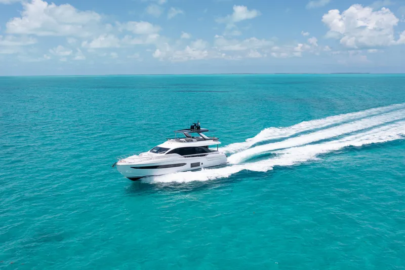 Slide: The Image of Luxury Azimut 78 yacht cruising on turquoise ocean, 2022 model. - 7