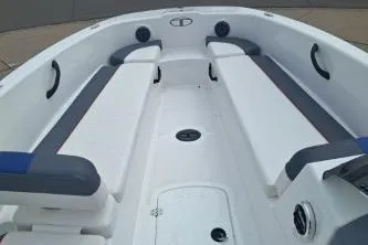 Slide: The Image of 2023 Tahoe T18 boat interior with spacious seating and modern design. - 8