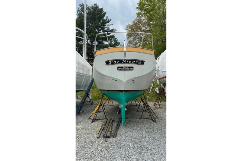 Slide: The Image of 1979 Downeast DE38 sailboat "Far Niente" on stands, Dartmouth location. - 28
