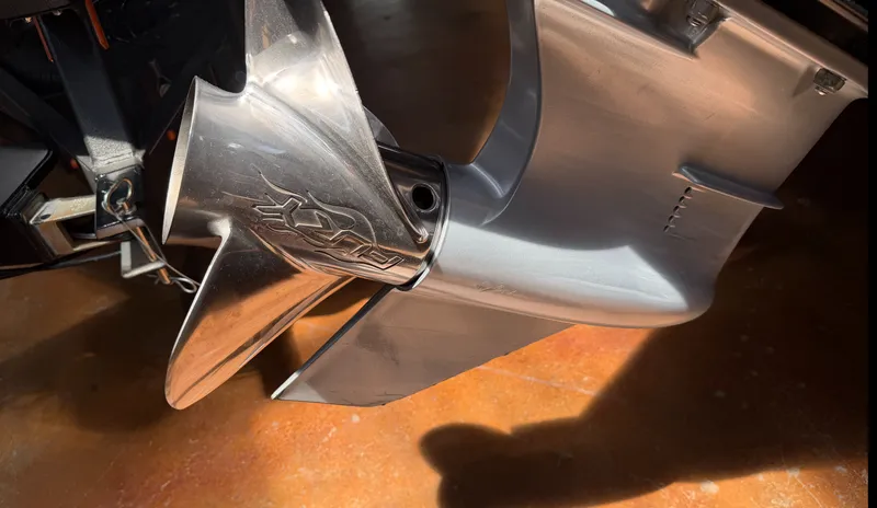 Slide: The Image of Close-up of Falcon T20TE 2022 boat propeller. - 22