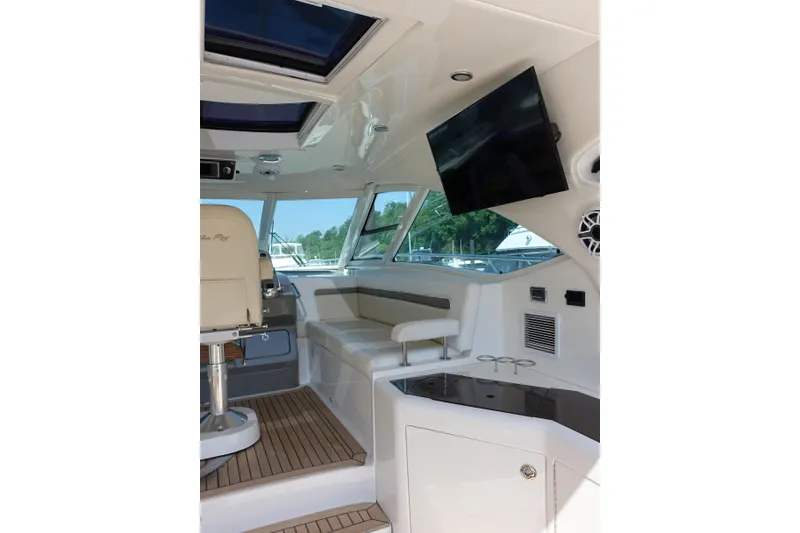 Slide: The Image of Luxurious interior of 2012 Sea Ray Sundancer 540 yacht with seating and TV. - 2