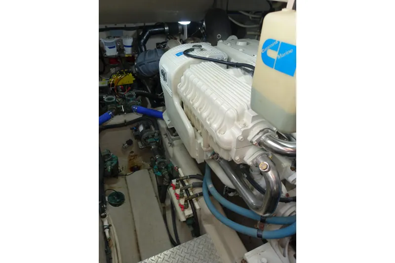 Slide: The Image of Engine room of 2012 Sea Ray Sundancer 540 with Cummins Marine components. - 53