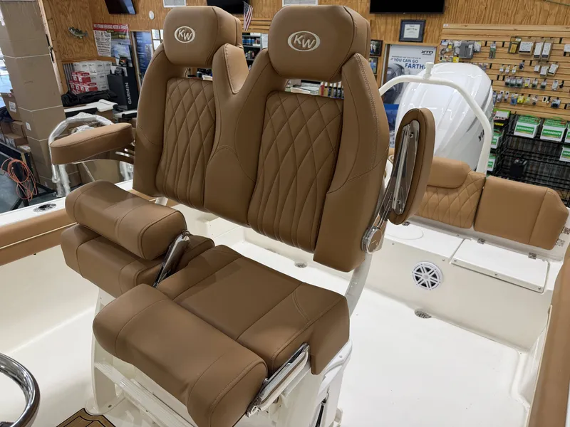 Slide: The Image of Luxurious seating in Key West 239 FSR boat, model year 2026. - 13