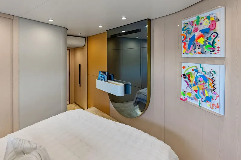 Slide: The Image of Luxurious interior of 2021 Azimut Fly 78 yacht with modern art and elegant decor. - 45