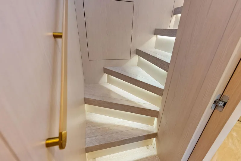 Slide: The Image of Staircase with ambient lighting on 2021 Azimut Fly 78 yacht interior. - 56