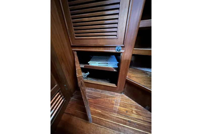 Slide: The Image of Wooden interior cabinet on 1980 Cheoy Lee 43 Pilot House yacht. - 65