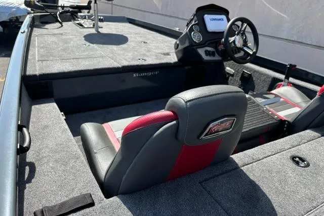 Slide: The Image of 2026 Ranger RT188 boat interior with steering wheel and seating. - 3