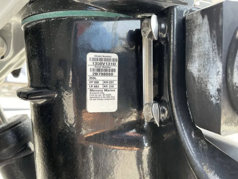 Slide: The Image of Close-up of Mercury Marine engine label on a Crest 270 Continental. - 31