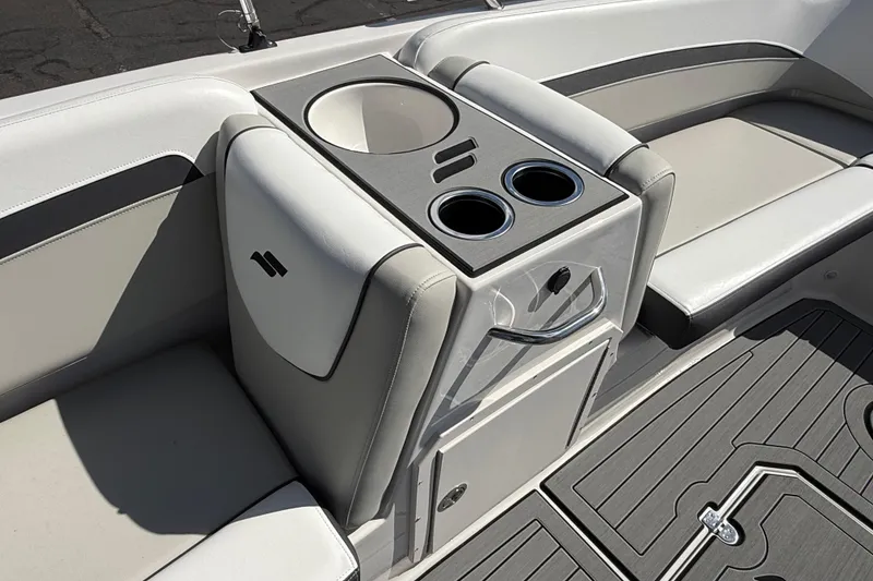 Slide: The Image of Interior of 2026 Starcraft SVX 191 OB boat with cup holders and seating. - 8