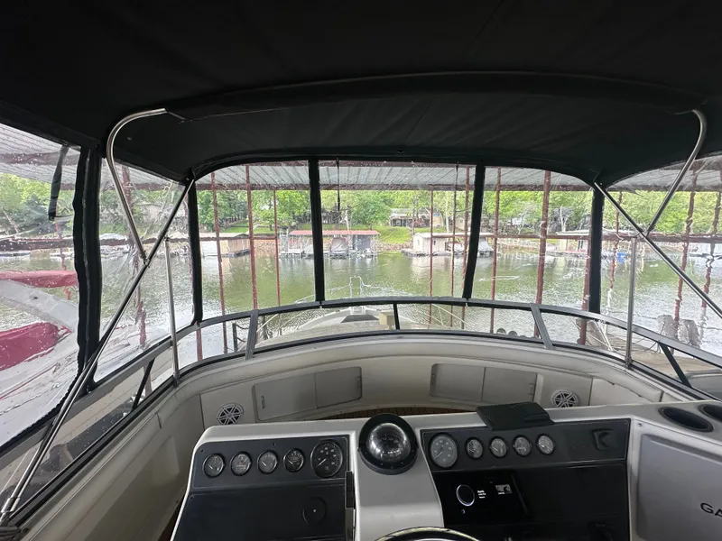 Slide: The Image of Interior view of 1993 Carver Cruiser 440 yacht at dock. - 19