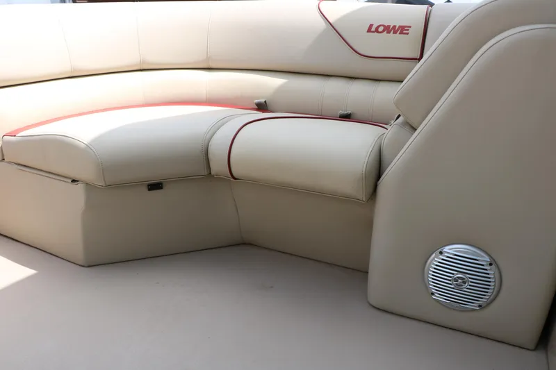 Slide: The Image of Beige seating area on a 2016 Lowe SS 190 boat with speaker detail. - 31