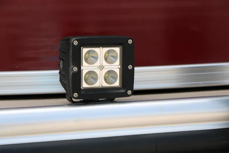Slide: The Image of LED light on a 2016 Lowe SS 190 boat, mounted on a metallic surface. - 36