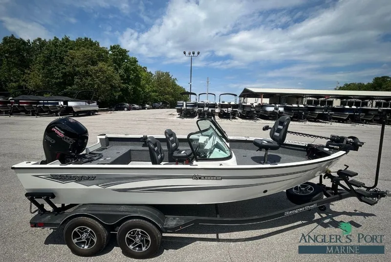 The Image of 2023 Ranger VS1882 WT boat on trailer outdoors. - 1
