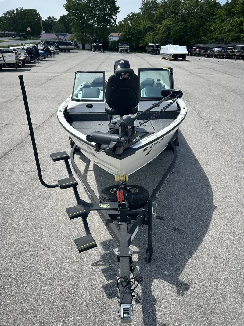 Slide: The Image of 2023 Ranger VS1882 WT boat on trailer in parking lot. - 6