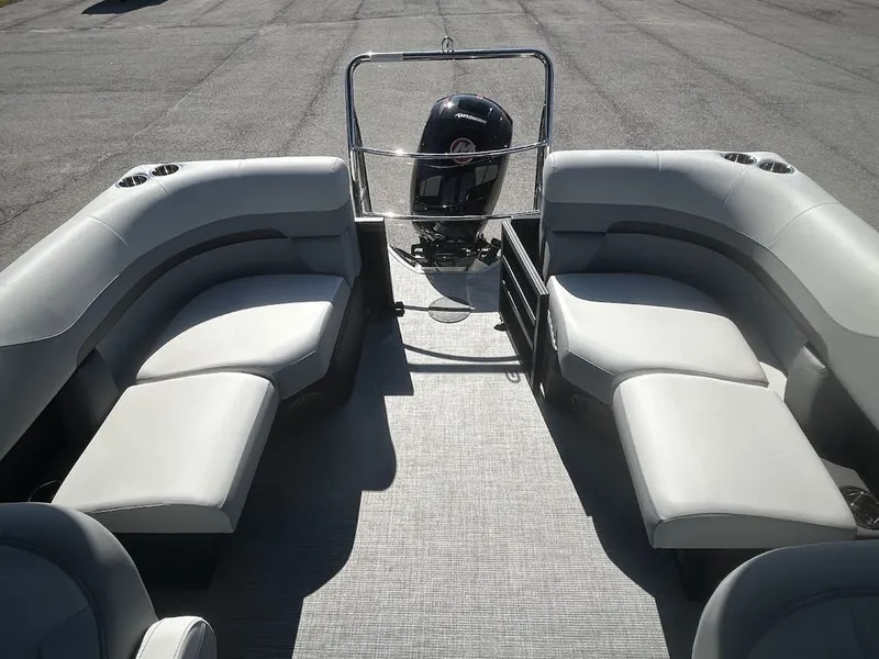 Slide: The Image of Interior of 2024 Lowe SS230 WV pontoon boat with gray seating. - 11