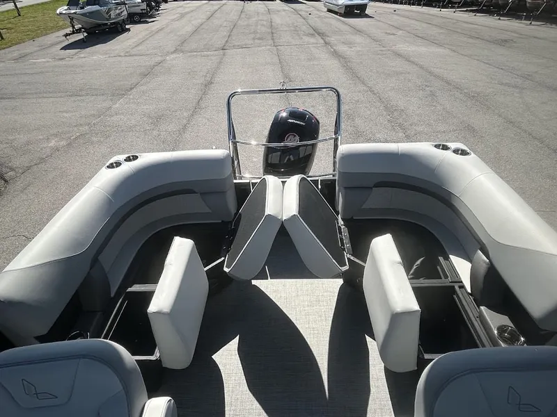 Slide: The Image of Interior of 2024 Lowe SS230 WV pontoon boat with gray seating. - 12