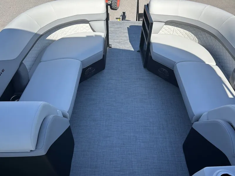 Slide: The Image of Interior of 2024 Lowe SS230 WV pontoon boat with gray upholstery. - 7