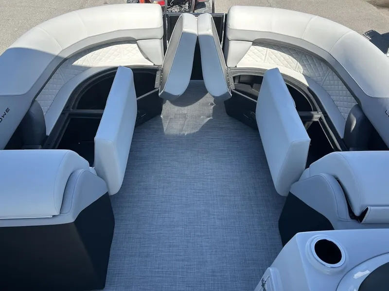 Slide: The Image of Interior of 2024 Lowe SS230 WV pontoon boat with gray upholstery. - 8