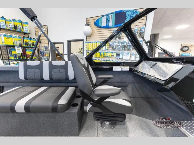 Slide: The Image of Interior of a Heavy Gauge 185 boat, 2026 model, featuring gray seating. - 17