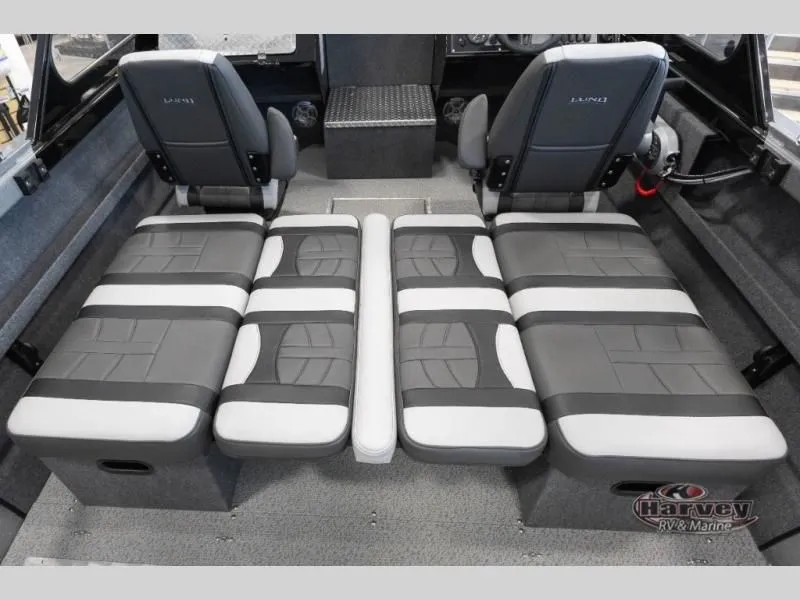 Slide: The Image of Interior of Heavy Gauge 185 boat, 2026 model, featuring gray and white seating. - 30