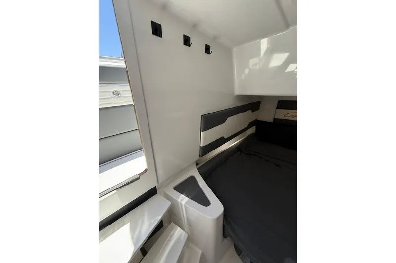Slide: The Image of 2024 Cigarette 42' Auroris cabin interior with modern design and sleek finishes. - 59