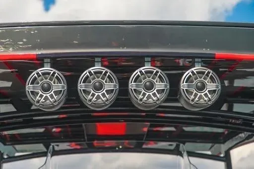 Slide: The Image of Four marine speakers on a 2021 Concept 44' Open Deck boat. - 10