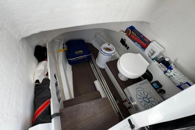 Slide: The Image of 2024 Beneteau Flyer 8 SPACEdeck interior storage with life jackets and marine equipment. - 11