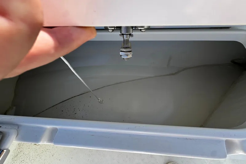Slide: The Image of Open storage compartment on 2024 Beneteau Flyer 8 SPACEdeck boat. - 16