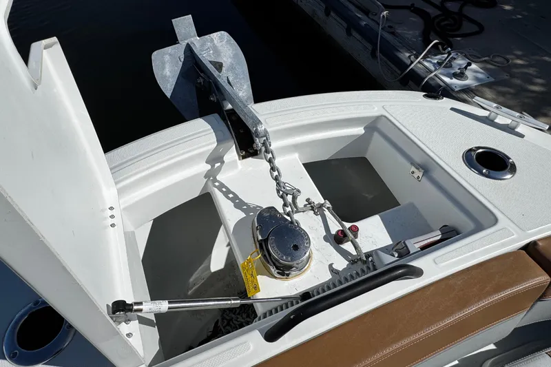 Slide: The Image of 2024 Beneteau Flyer 8 SPACEdeck anchor compartment with chain and winch system. - 18
