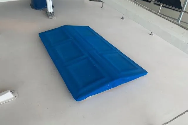 Slide: The Image of Blue padded cover on deck of 1986 Pilgrim 40 boat. - 14