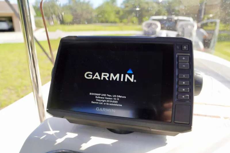 Slide: The Image of Garmin ECHOMAP UHD 74sv on 2023 Carolina Skiff 178 JLS boat dashboard. - 12