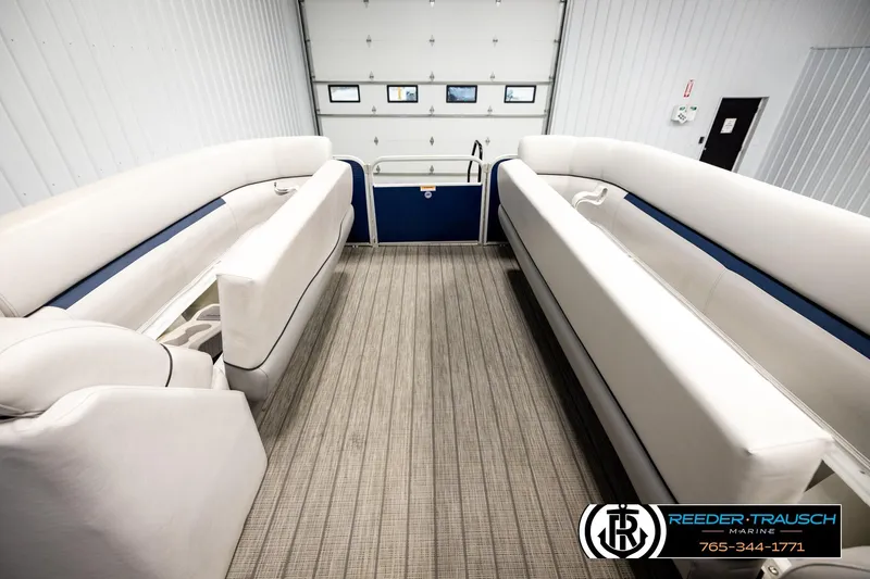 Slide: The Image of Interior view of 2022 Godfrey Sweetwater 2286 pontoon boat with plush seating. - 20