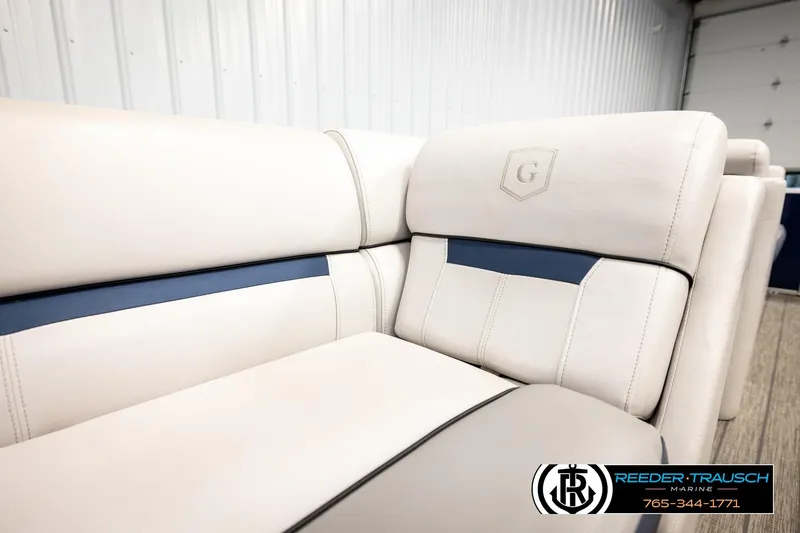 Slide: The Image of Luxurious seating on 2022 Godfrey Sweetwater 2286 pontoon boat, featuring elegant upholstery. - 40
