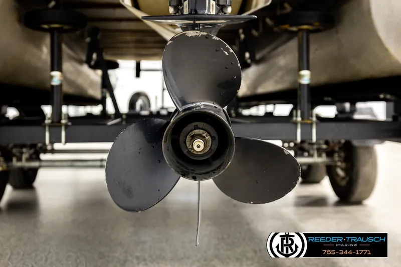 Slide: The Image of Close-up of a 2022 Godfrey Sweetwater 2286 boat propeller on a trailer. - 46