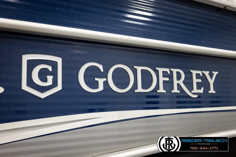 Slide: The Image of Close-up of 2022 Godfrey Sweetwater 2286 logo on blue background. - 49