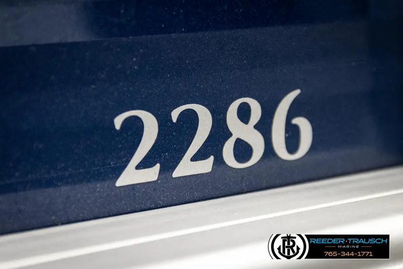 Slide: The Image of Close-up of Godfrey Sweetwater 2286 boat model number, 2022 edition. - 51