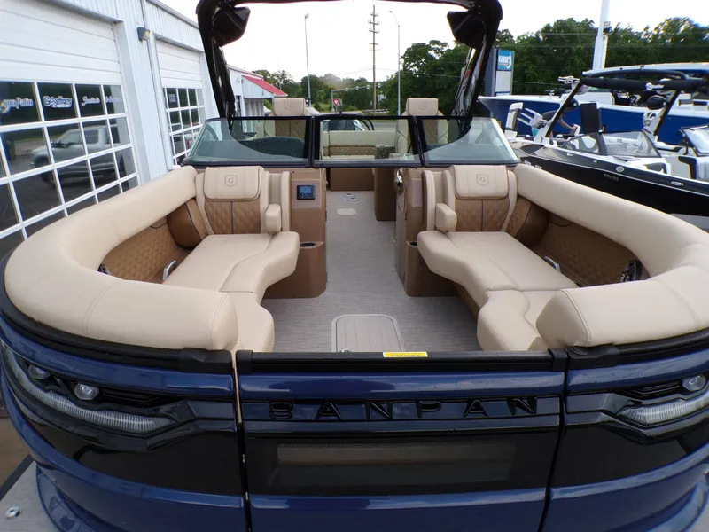 Slide: The Image of Luxurious interior of the 2026 Godfrey SanPan ULW pontoon boat. - 12