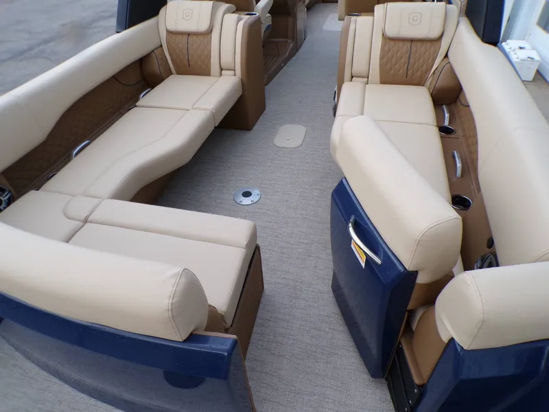 Slide: The Image of Interior of 2026 Godfrey SanPan ULW with beige leather seating. - 14