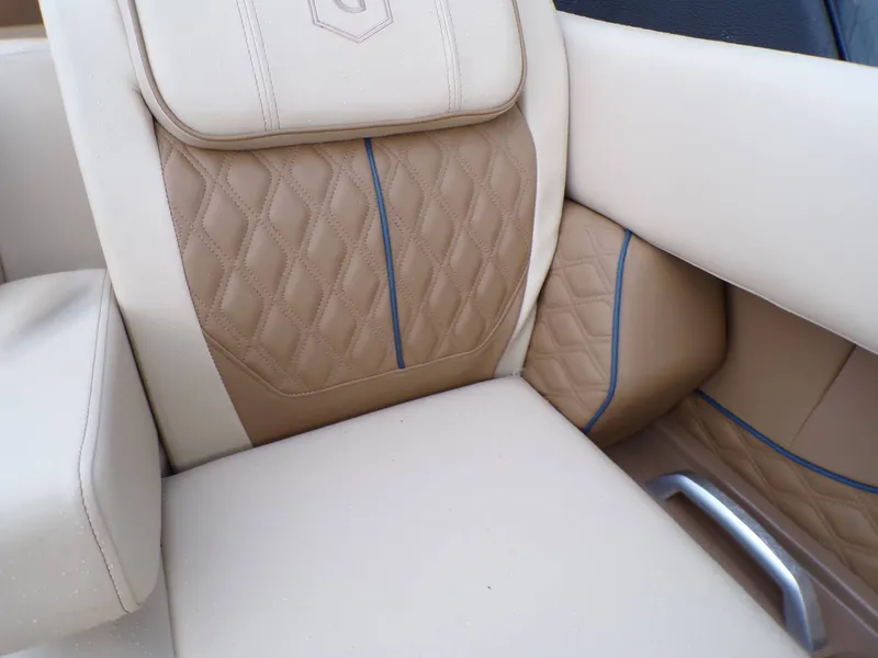 Slide: The Image of Luxurious seating of 2026 Godfrey SanPan ULW with blue accents. - 16
