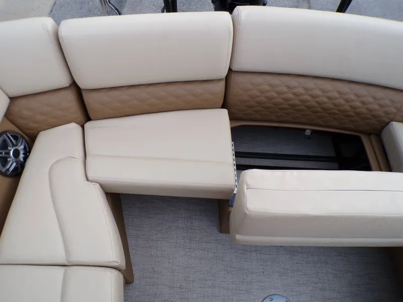 Slide: The Image of Luxurious seating in the 2026 Godfrey SanPan ULW pontoon boat. - 23