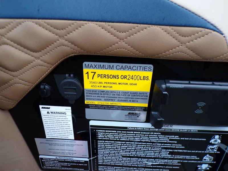 Slide: The Image of Capacity label on Godfrey SanPan ULW boat, 2026 model. - 28
