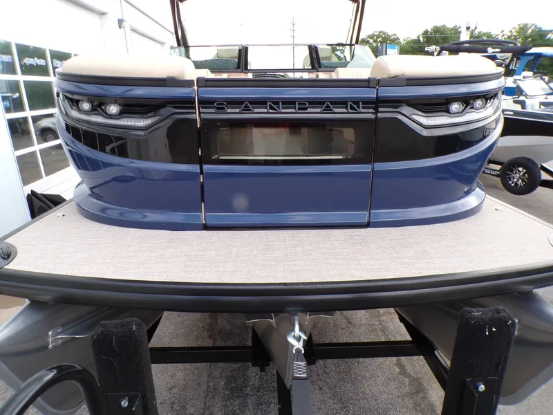 Slide: The Image of Rear view of 2026 Godfrey SanPan ULW boat at dock. - 4
