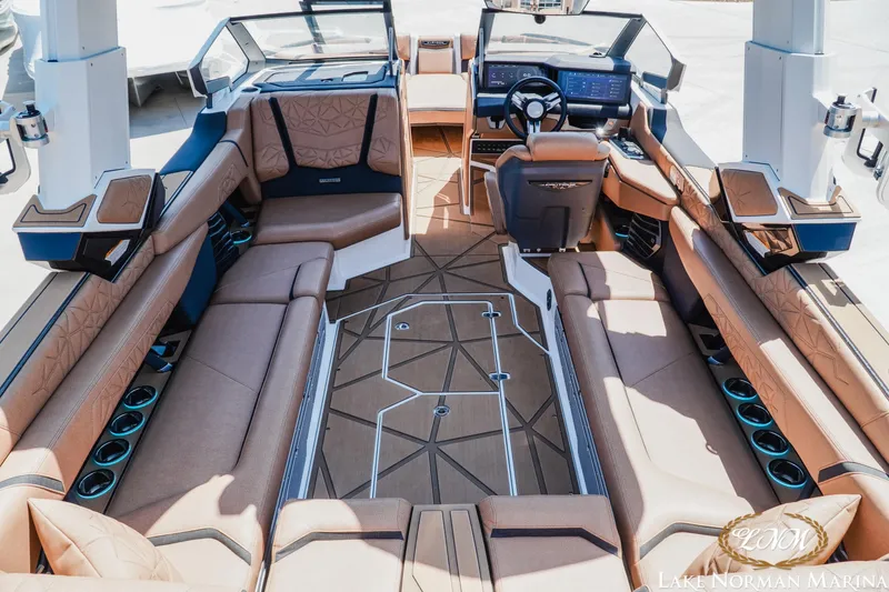 Slide: The Image of Luxurious interior of 2024 Nautique Super Air Nautique G25 Paragon boat. - 13